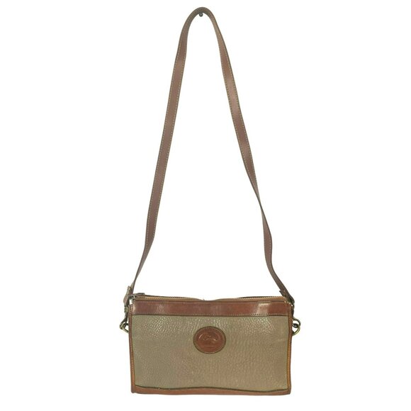 Dooney & Bourke Handbags - Vintage Dooney & Bourke All Weather Leather Taupe Tan Brown Crossbody Shoulder